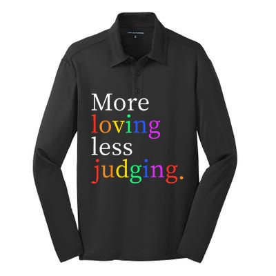 More Loving Less Judging Silk Touch Performance Long Sleeve Polo