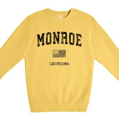 Monroe Louisiana La Vintage American Flag Premium Crewneck Sweatshirt