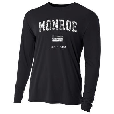 Monroe Louisiana La Vintage American Flag Cooling Performance Long Sleeve Crew