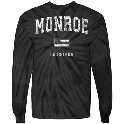 Monroe Louisiana La Vintage American Flag Tie-Dye Long Sleeve Shirt