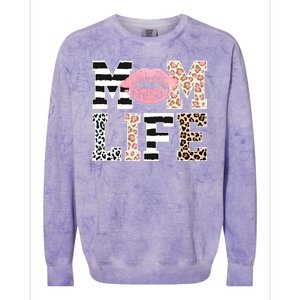 Mom Life Leopard Lips Colorblast Crewneck Sweatshirt