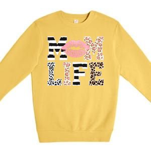 Mom Life Leopard Lips Premium Crewneck Sweatshirt