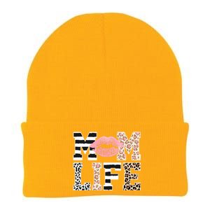 Mom Life Leopard Lips Knit Cap Winter Beanie