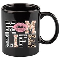 Mom Life Leopard Lips 11oz C Handle Ceramic Mug