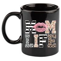 Mom Life Leopard Lips 11oz C Handle Ceramic Mug