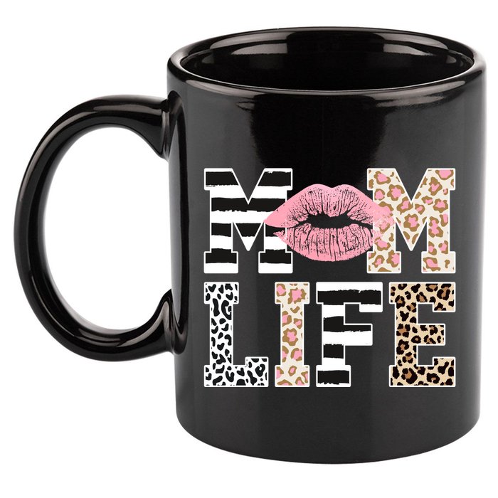 Mom Life Leopard Lips 11oz C Handle Ceramic Mug