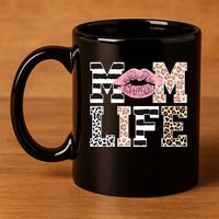 Mom Life Leopard Lips 11oz C Handle Ceramic Mug