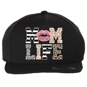 Mom Life Leopard Lips Wool Snapback Cap