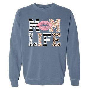 Mom Life Leopard Lips Garment-Dyed Sweatshirt