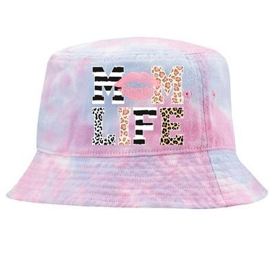 Mom Life Leopard Lips Tie-Dyed Bucket Hat