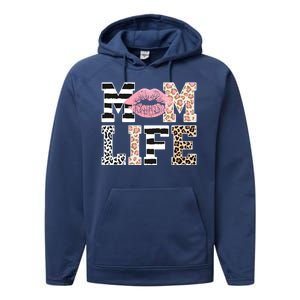 Mom Life Leopard Lips Performance Fleece Hoodie