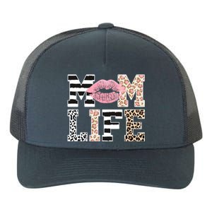 Mom Life Leopard Lips Yupoong Adult 5-Panel Trucker Hat