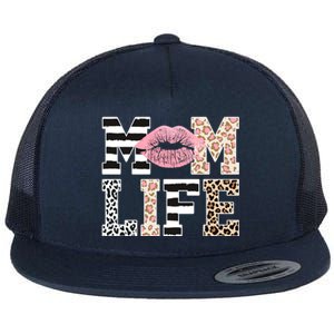 Mom Life Leopard Lips Flat Bill Trucker Hat