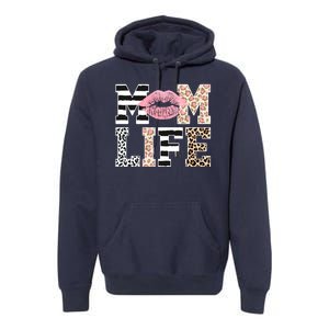 Mom Life Leopard Lips Premium Hoodie