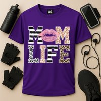 Mom Life Leopard Lips Cooling Performance Crew T-Shirt