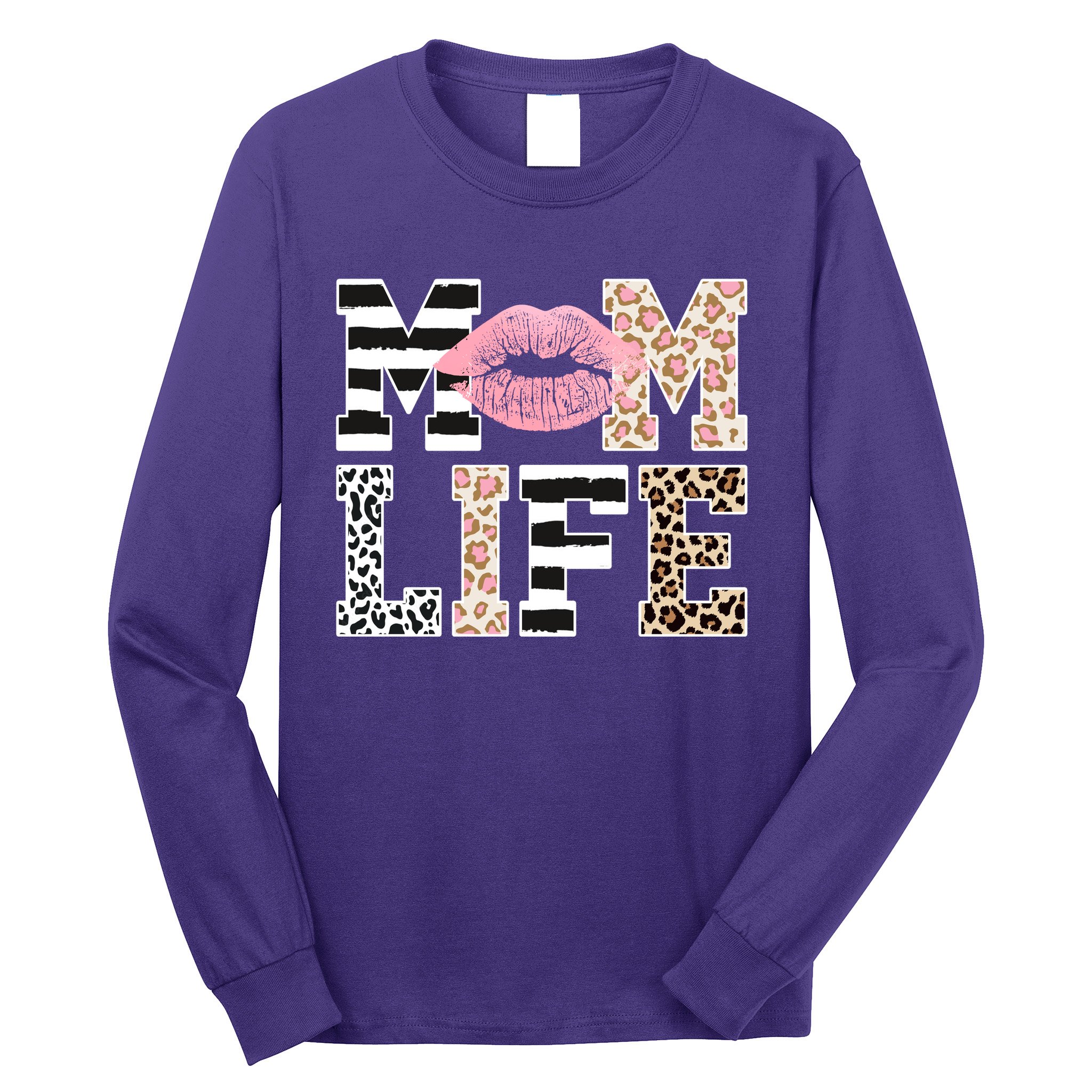 Mom Life Leopard Lips Long Sleeve Shirt