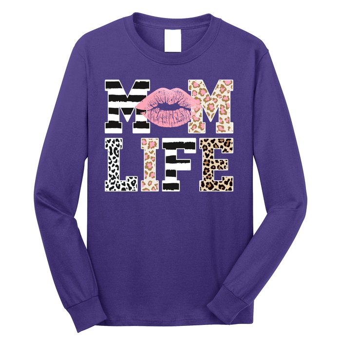 Mom Life Leopard Lips Long Sleeve Shirt