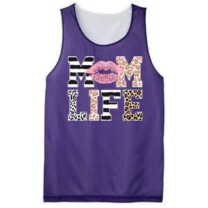 Mom Life Leopard Lips Mesh Reversible Basketball Jersey Tank