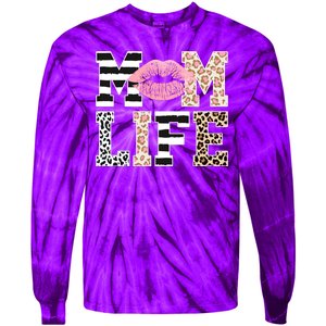 Mom Life Leopard Lips Tie-Dye Long Sleeve Shirt