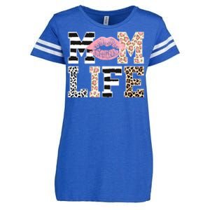 Mom Life Leopard Lips Enza Ladies Jersey Football T-Shirt