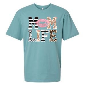 Mom Life Leopard Lips Sueded Cloud Jersey T-Shirt