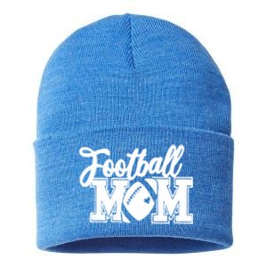 Mom's Little League Football Jr High School Football Mom Funny Gift Sustainable Knit Beanie