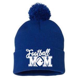 Mom's Little League Football Jr High School Football Mom Funny Gift Pom Pom 12in Knit Beanie