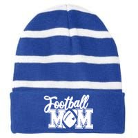 Mom's Little League Football Jr High School Football Mom Funny Gift Striped Beanie with Solid Band