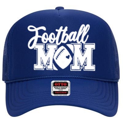 Mom's Little League Football Jr High School Football Mom Funny Gift High Crown Mesh Back Trucker Hat