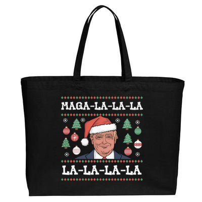 Maga La La La Donald Trump Potus 47 Ugly Christmas Cotton Canvas Jumbo Tote