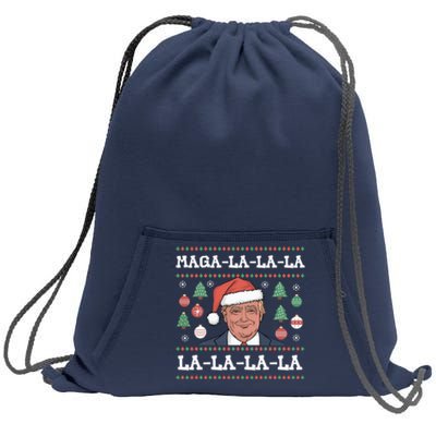 Maga La La La Donald Trump Potus 47 Ugly Christmas Sweatshirt Cinch Pack Bag