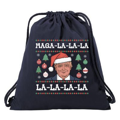 Maga La La La Donald Trump Potus 47 Ugly Christmas Drawstring Bag