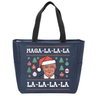 Maga La La La Donald Trump Potus 47 Ugly Christmas Zip Tote Bag