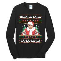 Maga La La La Funny Trump Ugly Christmas Sweater Xmas 2024 Tall Long Sleeve T-Shirt