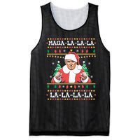 Maga La La La Funny Trump Ugly Christmas Sweater Xmas 2024 Mesh Reversible Basketball Jersey Tank