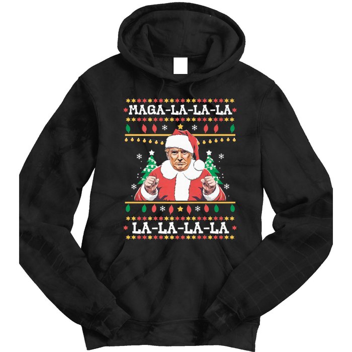 Maga La La La Funny Trump Ugly Christmas Sweater Xmas 2024 Tie Dye Hoodie