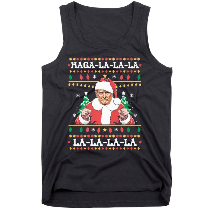 Maga La La La Funny Trump Ugly Christmas Sweater Xmas 2024 Tank Top