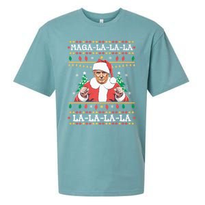 Maga La La La Funny Trump Ugly Christmas Sweater Xmas 2024 Sueded Cloud Jersey T-Shirt