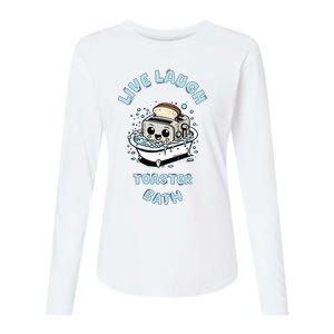 Mandatoryfunday Live Laugh Toaster Bath Womens Cotton Relaxed Long Sleeve T-Shirt