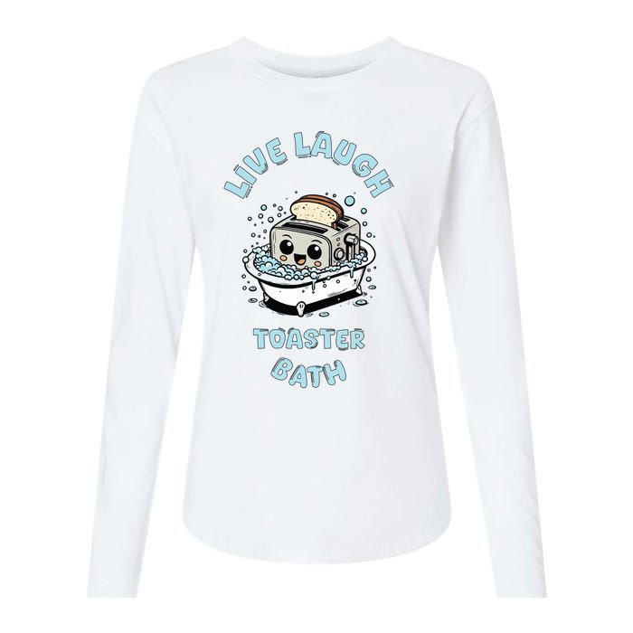 Mandatoryfunday Live Laugh Toaster Bath Womens Cotton Relaxed Long Sleeve T-Shirt