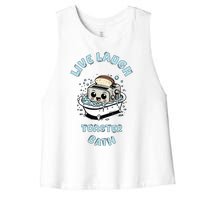 Mandatoryfunday Live Laugh Toaster Bath Women's Racerback Cropped Tank