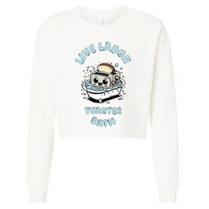 Mandatoryfunday Live Laugh Toaster Bath Cropped Pullover Crew