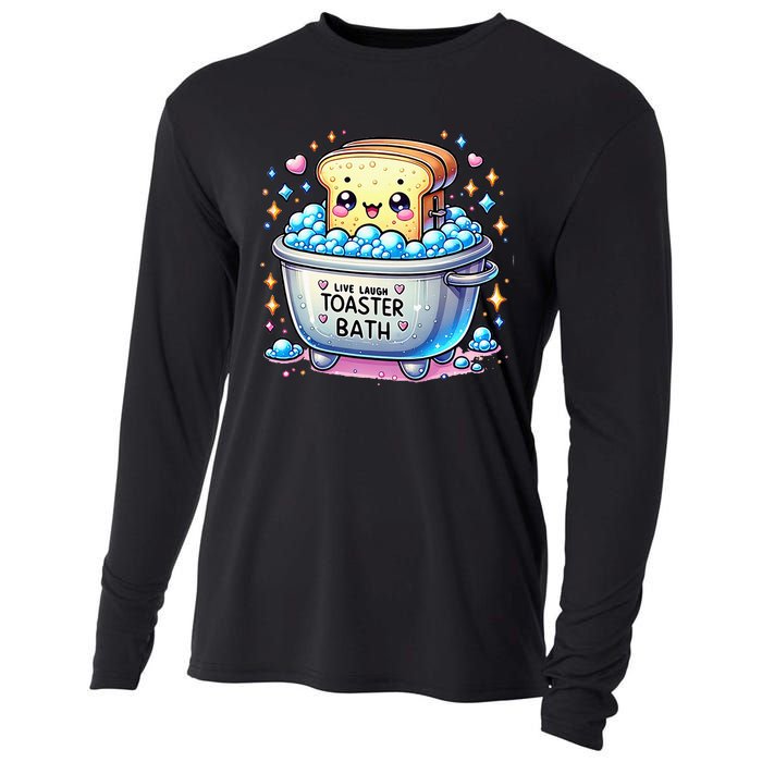 Mandatoryfunday Live Laugh Toaster Bath Funny Saying Cooling Performance Long Sleeve Crew