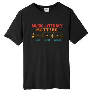 Music Literacy Matters I Like To Eat Puppies Funny Tall Fusion ChromaSoft Performance T-Shirt