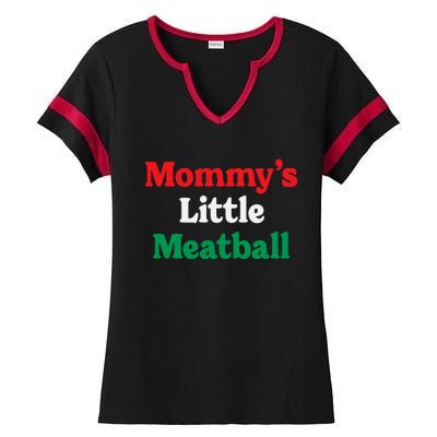 Mommy's Little Meatball Italian Ironic Funny Meme Trendy Unisex Ladies Halftime Notch Neck Tee