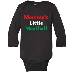 Mommy's Little Meatball Italian Ironic Funny Meme Trendy Unisex Baby Long Sleeve Bodysuit