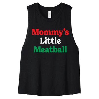 Mommy's Little Meatball Italian Ironic Funny Meme Trendy Unisex Women's Racerback Cropped Tank