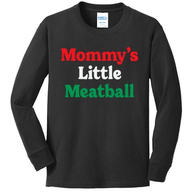 Mommy's Little Meatball Italian Ironic Funny Meme Trendy Unisex Kids Long Sleeve Shirt