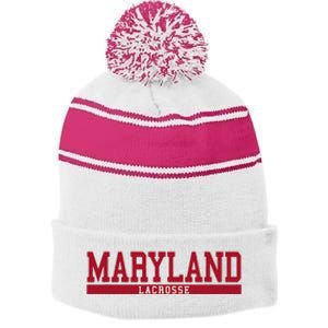 Maryland Lacrosse Stripe Pom Pom Beanie