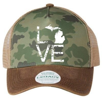 Michigan Love Mi State Home Pride Map Distressed Legacy Tie Dye Trucker Hat